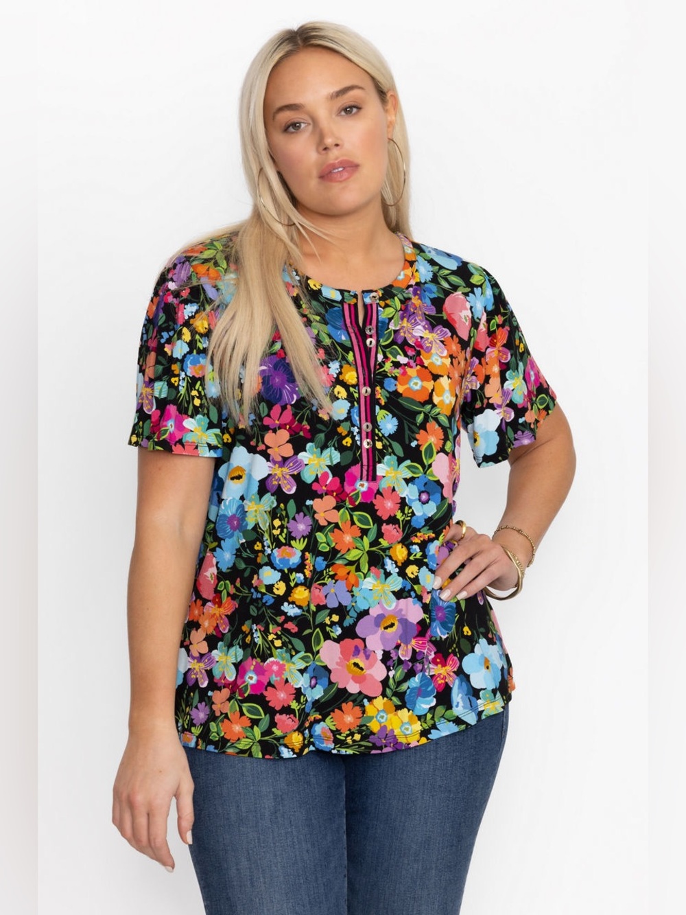 MSRP$131 | LARGE Johnny Was THE JANIE FAVORITE FLUTTER SLEEVE HENLEY